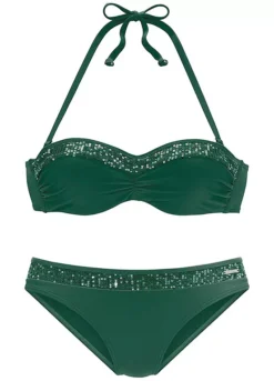 Bruno Banani Underwired Bandeau Sequin Trim Bikini Set -Sunbeach Style Shop Bruno Banani Underwired Bandeau Sequin Trim Bikini Set42556551FRSC