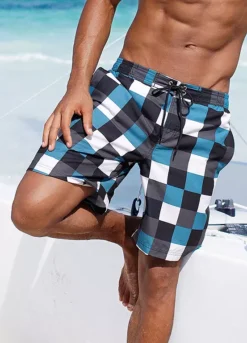 Buffalo Checked Swim Shorts -Sunbeach Style Shop Buffalo Checked Swim Shorts813792FRSP