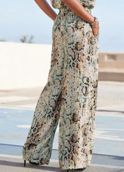 Buffalo Snake Print Palazzo Pants -Sunbeach Style Shop Buffalo Snake Print Palazzo Pants38422765FRSP W01