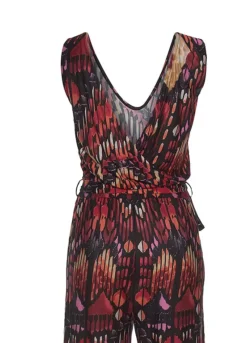 Buffalo V-Neck Patterned Jumpsuit -Sunbeach Style Shop Buffalo V Neck Patterned Jumpsuit43948266FRSC W02
