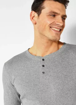 H.I.S Long Sleeve Henley Top -Sunbeach Style Shop H.I.S Long Sleeve Henley Top42412164FRSP W02