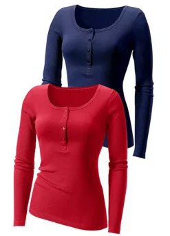 H.I.S Pack Of 2 Fine Rib Long Sleeve Tops