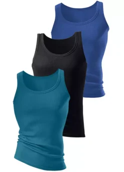 H.I.S Pack Of 3 Double Rib Vests -Sunbeach Style Shop H.I.S Pack of 3 Double Rib Vests673099FRSP