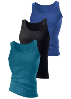 H.I.S Pack Of 3 Fine Rib Vests -Sunbeach Style Shop H.I.S Pack of 3 Fine Rib Vests438177FRSP