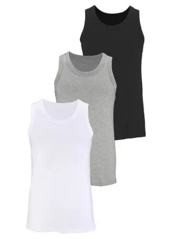 Pack Of 3 Round Neck Vests 8 Pack Of 3 Round Neck Vests -Sunbeach Style Shop Pack of 3 Round Neck Vests810403FRSC