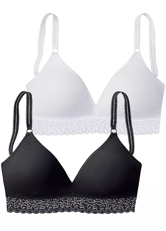 Petite Fleur Pack Of 2 Lace Trim Bralettes 1 Petite Fleur Pack Of 2 Lace Trim Bralettes
