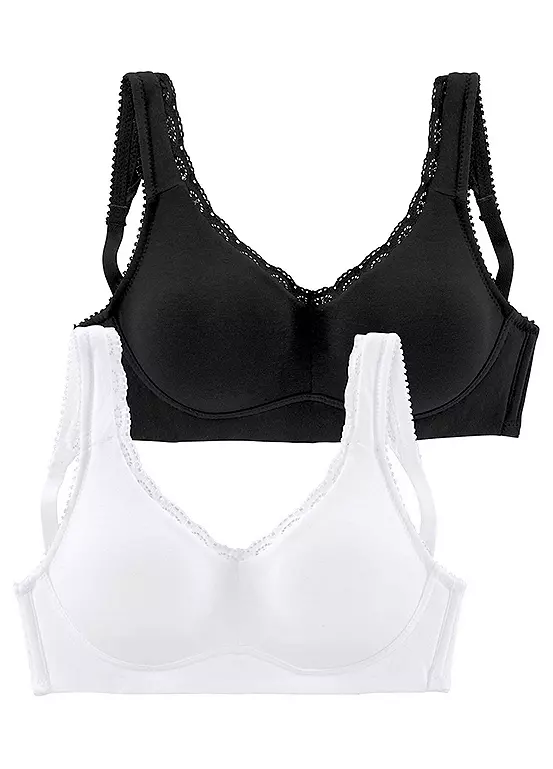 Petite Fleur Pack Of 2 Non-Wired Lace Trim Bras 1 Petite Fleur Pack Of 2 Non-Wired Lace Trim Bras