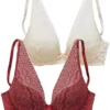 Petite Fleur Pack Of 2 Underwired Padded Plunge Bra