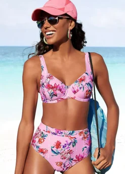 Sunseeker Floral Print High Waist Bikini Bottoms -Sunbeach Style Shop Sunseeker Floral Print High Waist Bikini Bottoms91106018FRSP W01