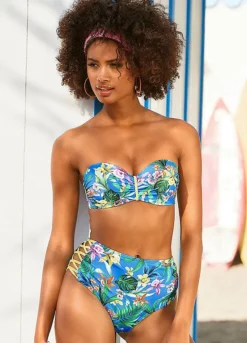 Venice Beach Tropical Print Underwired Bandeau Bikini Top -Sunbeach Style Shop Venice Beach Tropical Print Underwired Bandeau Bikini Top64406751FRSP W01