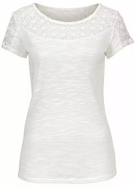 Vivance Crocheted Lace T-Shirt 2 Vivance Crocheted Lace T-Shirt - Image 2