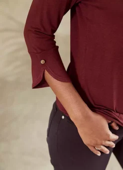 Vivance Cropped-Length Sleeve Top 7 Vivance Cropped-Length Sleeve Top -Sunbeach Style Shop Vivance Cropped Length Sleeve Top17738207FRSP W01