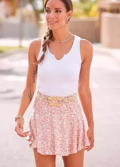 Vivance Floral Printed Skort