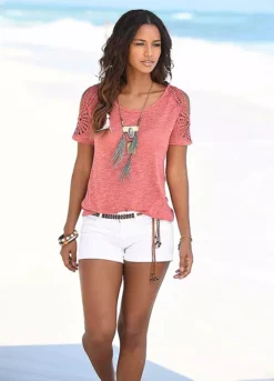 Vivance Lace Insert Cold Shoulder Top 7 Vivance Lace Insert Cold Shoulder Top -Sunbeach Style Shop Vivance Lace Insert Cold Shoulder Top810164FRSP W02