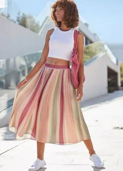 Vivance Pleated Midi Skirt -Sunbeach Style Shop Vivance Pleated Midi Skirt67079649FRSP W03