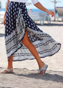 Vivance Printed Wrap Maxi Skirt -Sunbeach Style Shop Vivance Printed Wrap Maxi Skirt41081144FRSP W02
