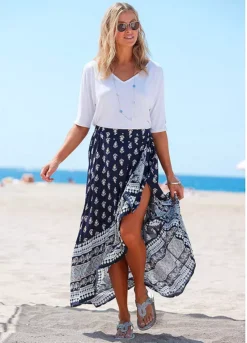 Vivance Printed Wrap Maxi Skirt -Sunbeach Style Shop Vivance Printed Wrap Maxi Skirt41081144FRSP W03