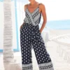 Vivance Printed Wrap Summer Jumpsuit