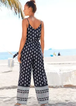 Vivance Printed Wrap Summer Jumpsuit -Sunbeach Style Shop Vivance Printed Wrap Summer Jumpsuit94134552FRSP W01