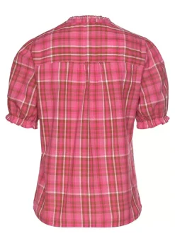 Vivance Short Sleeve Checked Blouse -Sunbeach Style Shop Vivance Short Sleeve Checked Blouse72404526FRSC W01
