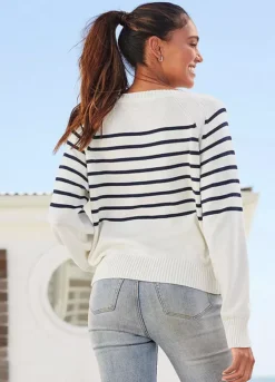 Vivance Stripe Long Sleeve Jumper -Sunbeach Style Shop Vivance Stripe Long Sleeve Jumper48151552FRSP W01