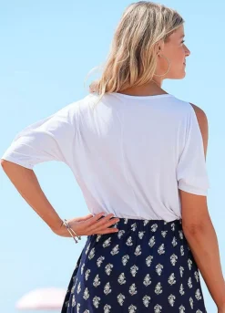 Vivance V-Neck Cold Shoulder Top -Sunbeach Style Shop Vivance V Neck Cold Shoulder Top36345104FRSP W01